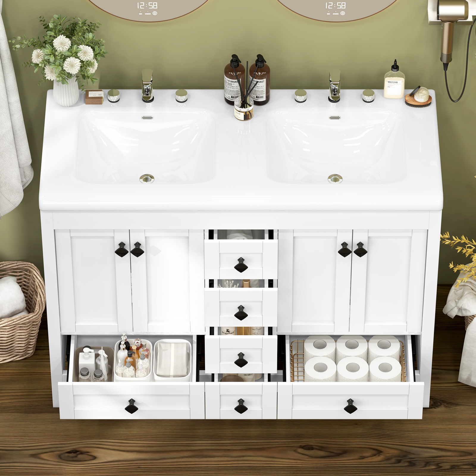 47.3 Inch White Bathroom Vanit - đánh giá và giá Home Bathroom Vanity Combo