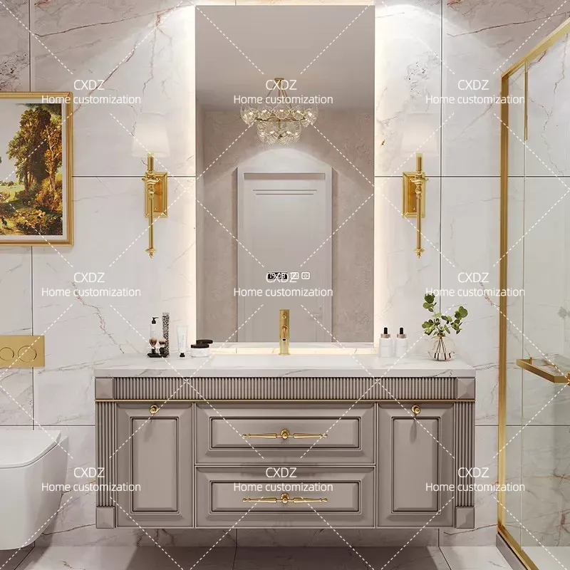American Oak Rock Slab Seamles - đánh giá và giá Home Bathroom Vanity Combo
