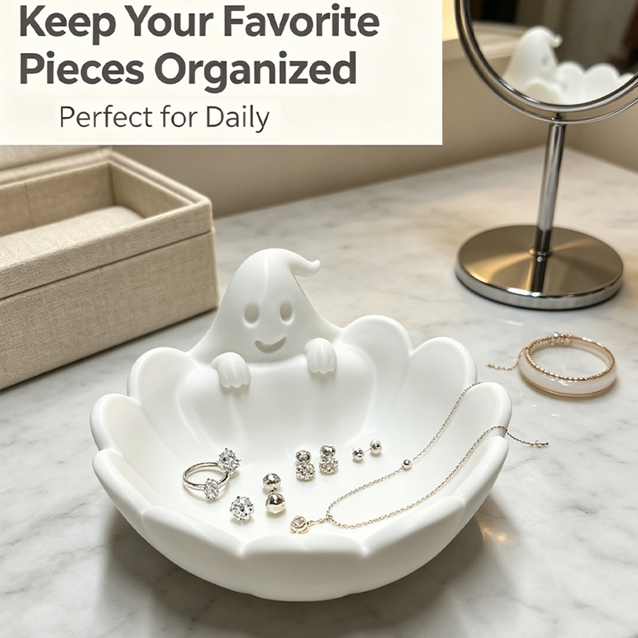 Matte White 3D Cute Ghost-Shap - đánh giá và giá Home Essentials Bathroom Storage